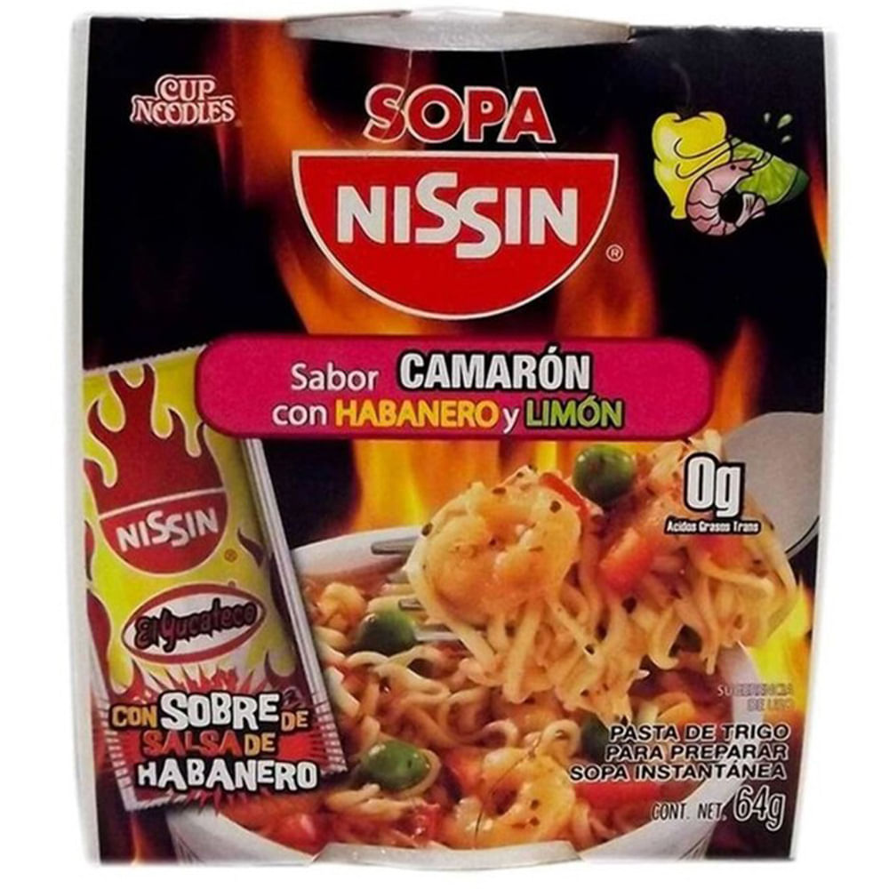 Sopa Camaron Habanero Y Limon Nissin 64 Cck