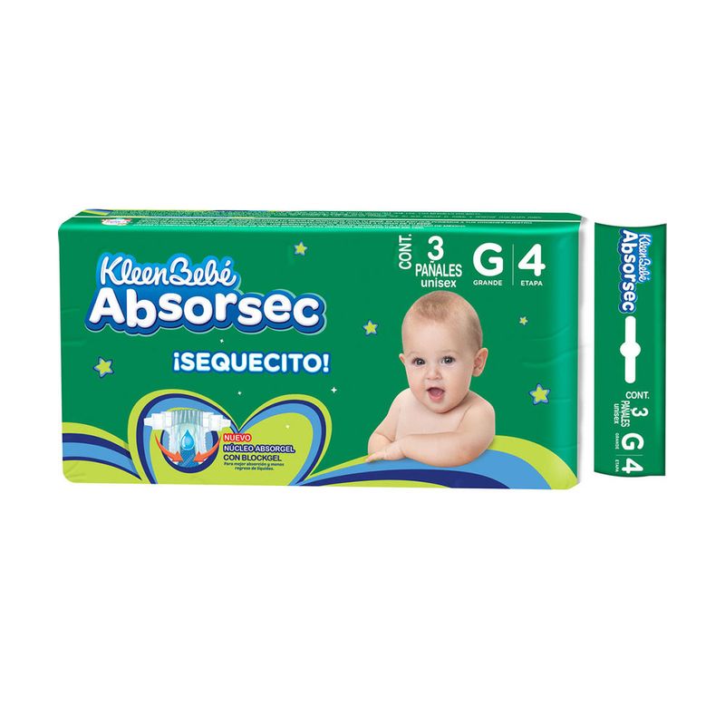 Pañal-Bebe-Grande-Absorsec-Ul.-Kleen-Bebe-3-Pulgadas